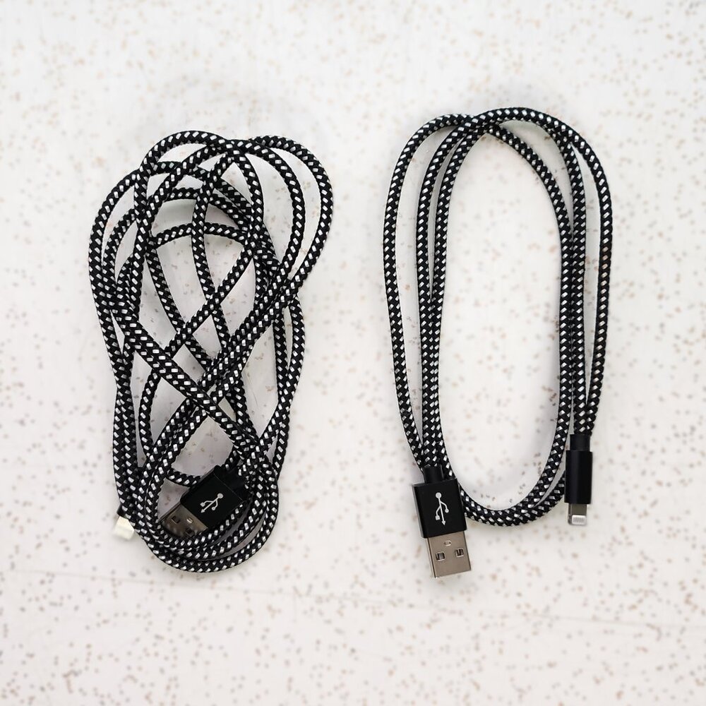 I Phone Charging Cables Black & White Braided 2 pack